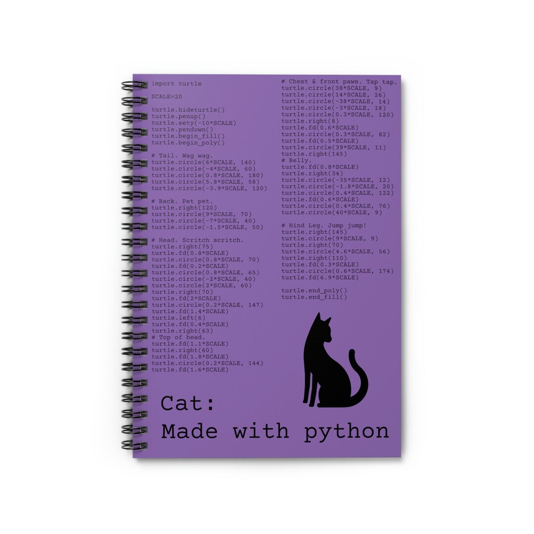 Computer Geek Cat Python Code-draw Art Spiral Notebook - Etsy