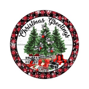 Signos de corona de árbol de Navidad, signos para una corona de Navidad, accesorio de corona de Navidad, letrero de corona a cuadros de búfalo, letreros de metal para coronas,