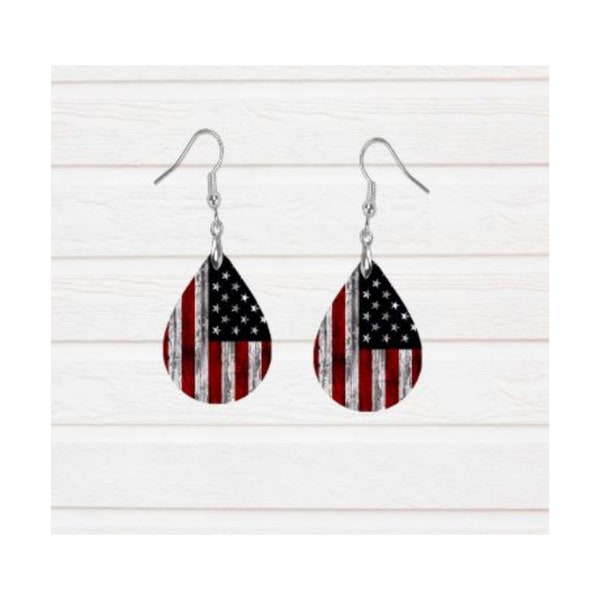 Patriotic American Flag Teardrop Earrings, American Flag Jewelry, 4th Of July Earrings