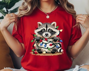 Latch Hook Yarn Crochet Christmas Raccoon Digital Download PNG, Faux Yarn Digital Designs, Trendy Christmas Faux Embroidery Instant Download