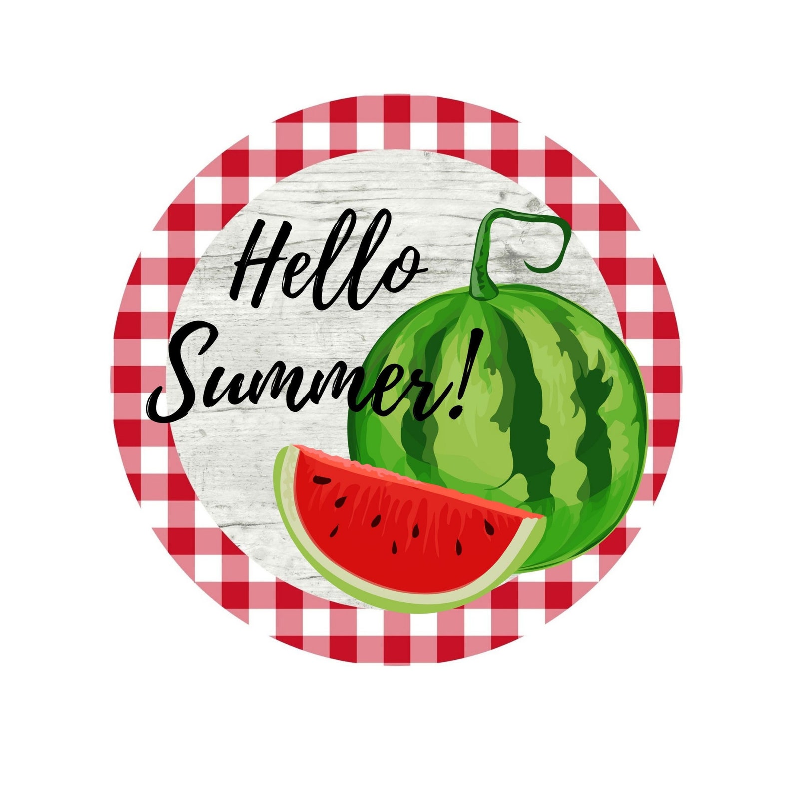 Hello Summer Wreath Sign Watermelon Sign for Wreath Round - Etsy