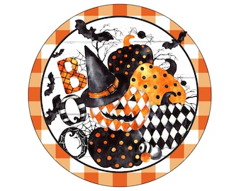 Halloween Wreath Sign, Pumpkin Wreath Sign, Signs For Wreaths, Wreath Attachments, Aluminum Wreath Sign, 8 In Wreath Sign