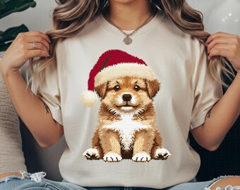 Latch Hook Yarn Crochet Christmas Puppy Digital Download PNG, Faux Yarn Digital Designs,  Trendy Christmas Faux Embroidery, Instant Download