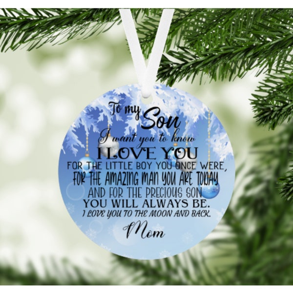 Son and Daughter Ornament, From Mom Christmas Ornaments, Aluminum Holiday Ornament, Personalized Christmas Ornament, Family Holiday Ornament
