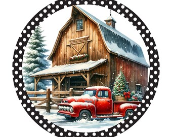 Christmas Farm Wreath Signs, Signs for a Christmas Wreath, Christmas Wreath Attachment, Holiday Wreath Sign, Round Metal Signs for Wreaths