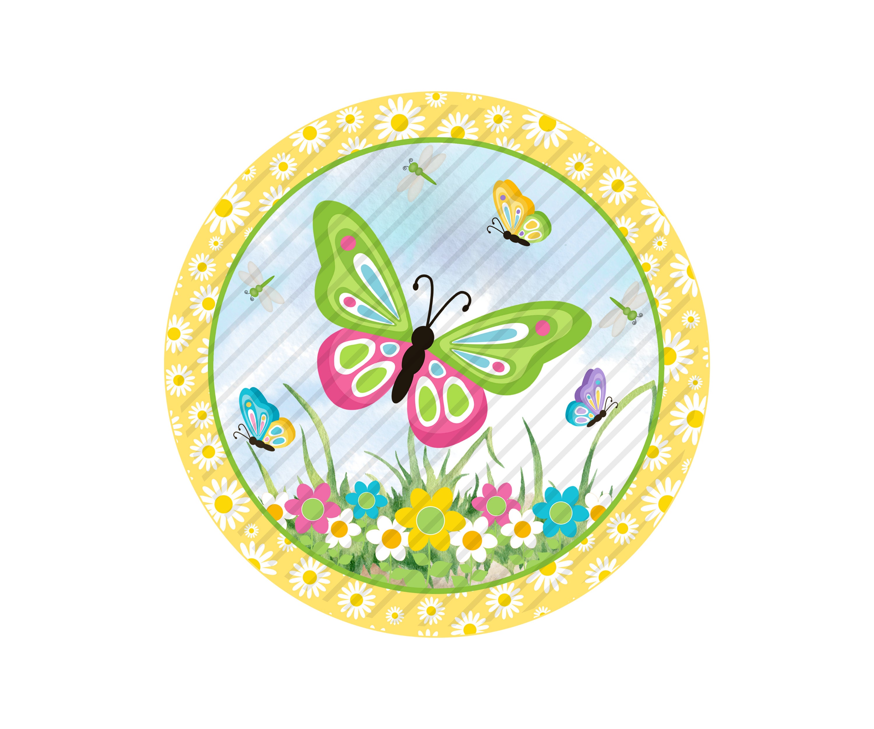 Welcome Spring Summer Sign for Wreath. Flower Sign for Wreath, Round ...