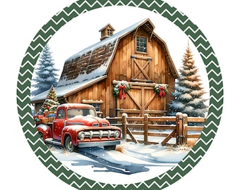 Christmas Farm Wreath Signs, Signs for a Christmas Wreath, Christmas Wreath Attachment, Holiday Wreath Sign, Round Metal Signs for Wreaths