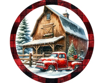 Christmas Farm Wreath Signs, Signs for a Christmas Wreath, Christmas Wreath Attachment, Holiday Wreath Sign, Round Metal Signs for Wreaths