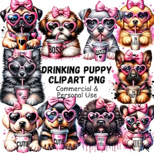 Trendiger süßer Hund PNG, Aquarell Hund Clipart-Set, Hund Clipart Bundle, Hund Sublimations-Designs, Hund digitale Downloads, Hund PNG-Downloads