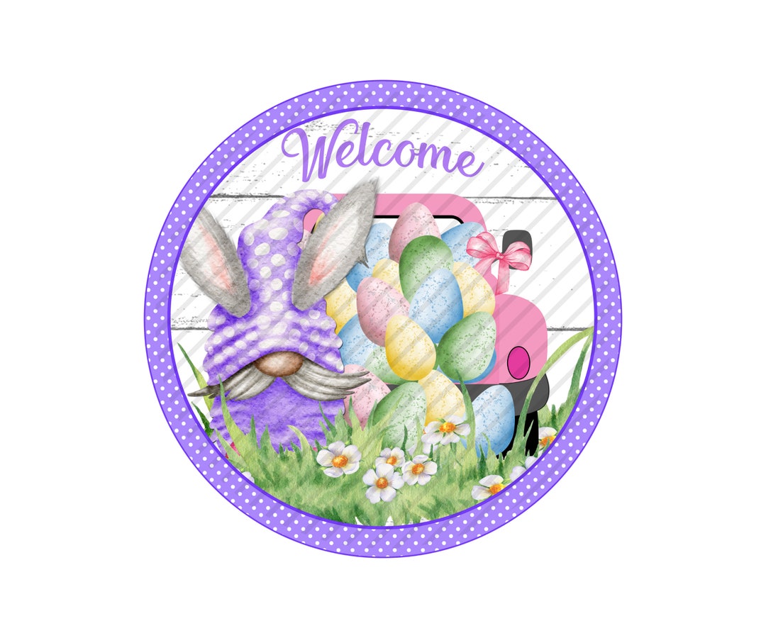 Welcome Spring Summer Sign for Wreath. Easter Egg Sign for Wreath ...