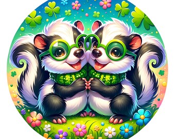 8 Inch Skunk Wreath Sign, 8" Spring Skunk Wreath Sign, Signs for Wreath Making, Front Door Decor, Metal Signs for Wreath Attachments