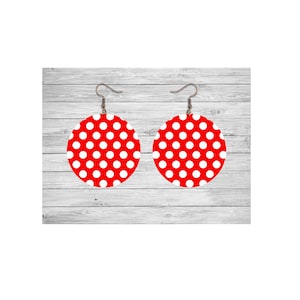 Round Dangle Red and White Polka Dot Earrings, Gifts for her, Graduation Gifts, Bridesmaids Gifts, Mothers Day Gifts, Handmade Jewelry
