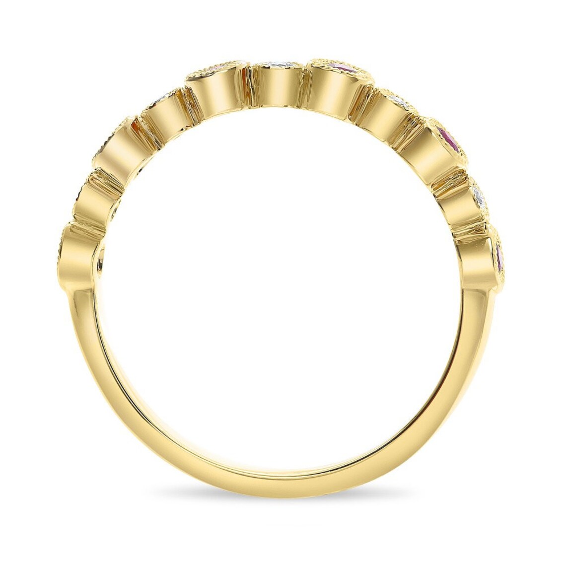 Gold Ruby & Diamond Band 14K Yellow Gold Band Wedding Band | Etsy