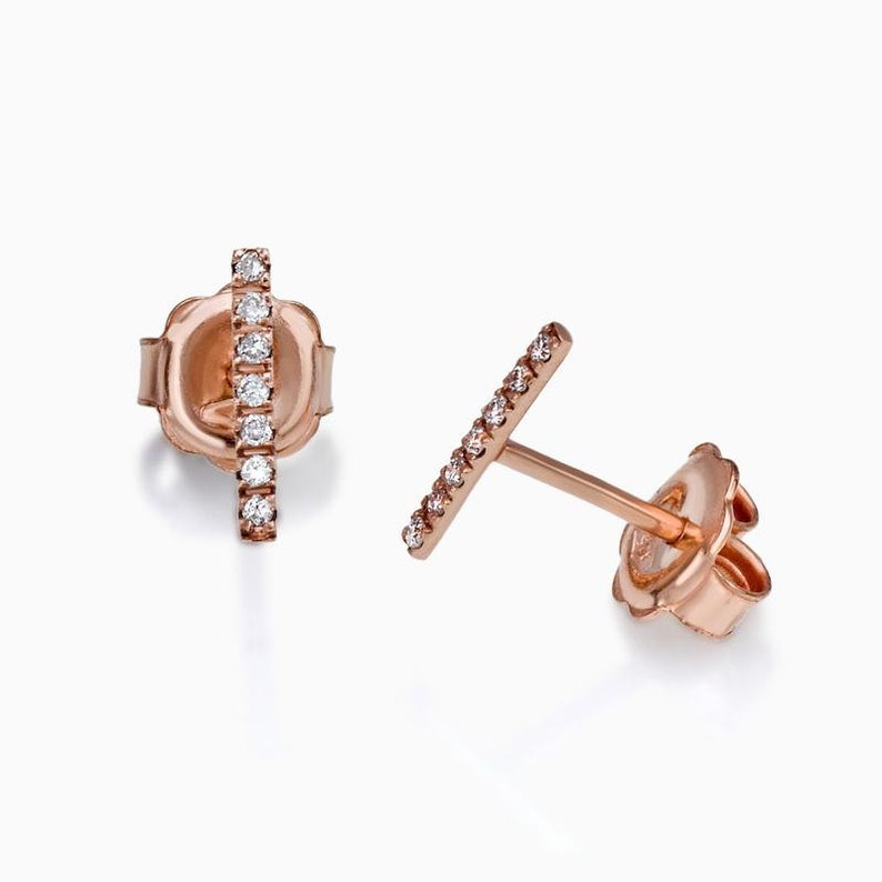 Rose Gold Earring Bar Earring Diamond Earring Diamond Bar Earrings Fashion Jewelry Fine Jewelry Diamond Rose Gold and Diamonds