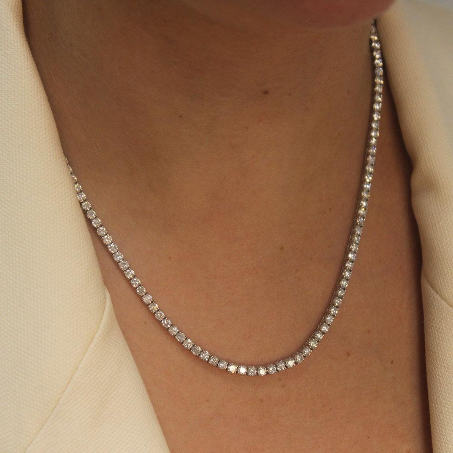 10.30 CT. T.W. Natural Diamond Tennis Ketting in 14k Massief Etsy