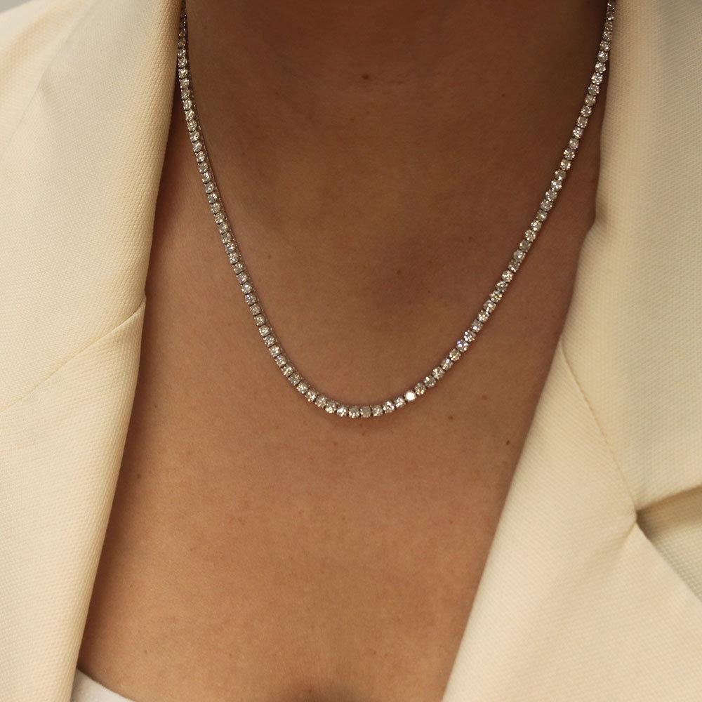 10.30 CT. T.W. Natural Diamond Tennis Ketting in 14k Massief Etsy