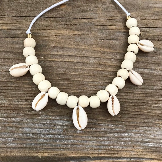 New Holiday Bohemian Summer Wood Bead Beach Jewelry Shell Necklace Rope