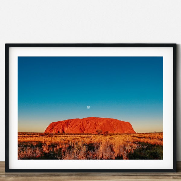 Uluru at sunset in Australia color travel photography.  Printable wall art. Ready made to print out for any ratio.