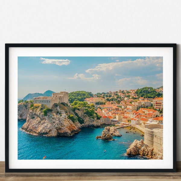 Historical town in Dubrovnik, Croatia color travel photography.  Printable wall art. Ready made to print out for any ratio.
