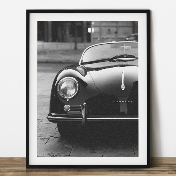 Black and White Porsche Photography: Vintage Car Wall Art (Digital Download)