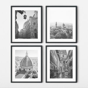 Zestaw fotografii Florencja Włochy, zestaw czarno-biały Florencja Duomo we Włoszech. Wydrukowana sztuka ścienna. Gotowa do wydrukowania.