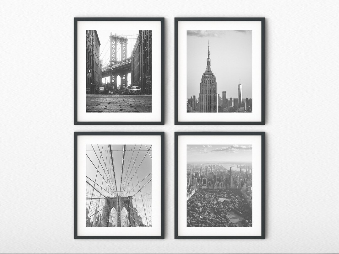 New York Photography Print Set: Black and White Travel Art (digital ...