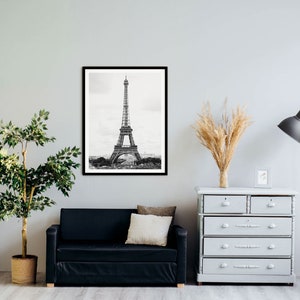 The Eiffel Tower in Paris, Black & White Travel Photography. Printable ...