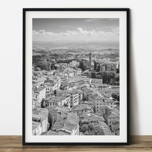Via Salicotto, Siena in Italy black and white travel photography.  Printable wall art. Ready made to print out for any ratio.