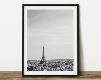 Eiffel Tower Print: Paris Black & White Photography (Digital Download)