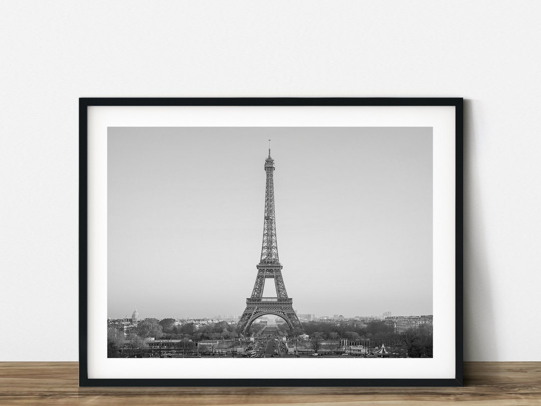 The Eiffel Tower Black and White Travel Photography. Printable Wall Art ...