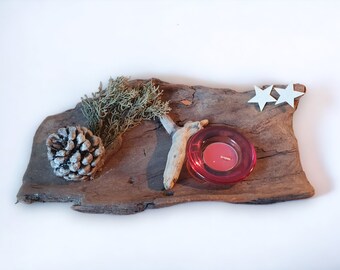 Bougeoir de Noël en bois flotté