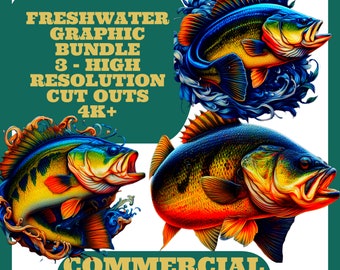 Bass fish PNG  Graphics Bundle  Commercial license  Instant Download fish images PNG file fishing fisherman gifts for him