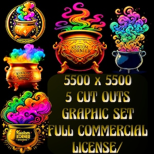 5 Pack Bundle Commercial Use License High Resolution Magic Cauldron Images for Scrapbookers, etc.