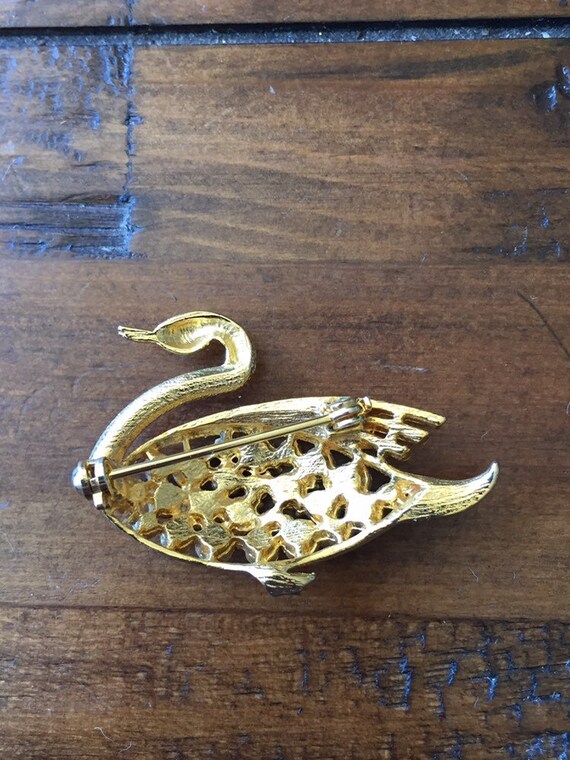 Vintage Swan Brooch Pin - image 3