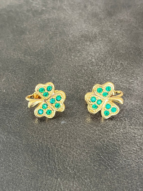 Vintage Avon Shamrock Clip on Earrings - image 3