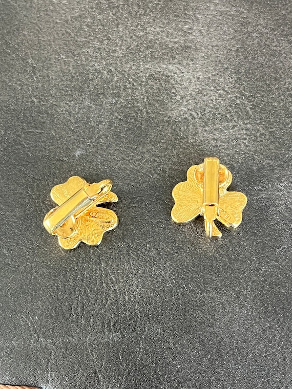 Vintage Avon Shamrock Clip on Earrings - image 4