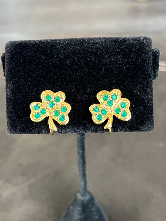 Vintage Avon Shamrock Clip on Earrings - image 2