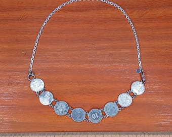 Collana antica con moneta "World Tour" in argento sterling .925 – 31 g
