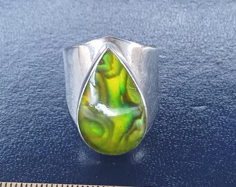 Raro anello canadese in ammolite, realizzato in argento sterling 925 massiccio – con punzone FGA