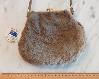 RARA, nuova con etichette: borsa vintage M.&H. Levy in vera pelliccia di canguro.