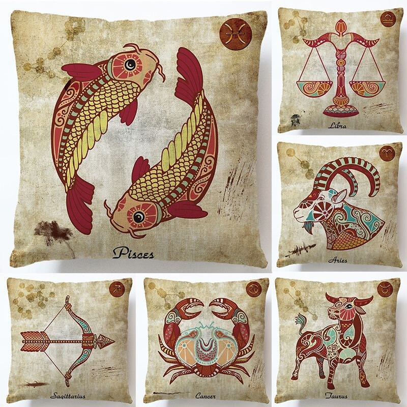 Zodiac pillow cover Zodiac sign pillow Decorative Etsy