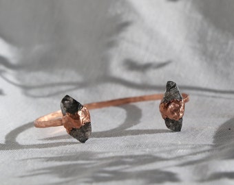 Herkimer Diamond Cuff Bracelet - Copper Cuff Bracelet - Electroformed Bracelet - Copper Jewelry - Healing Crystal Jewelry - Raw Stone