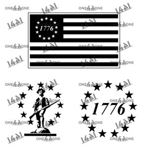 Bundle 1776 Flag 1776 minuteman 1776 stars circle patriotic svg Cut file ai png eps vector Cricut Silhouette Military 2nd Amendment