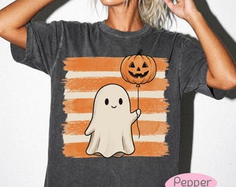 Ghost Pumpkin Balloon Shirt | Watercolor Halloween Comfort Colors Tee