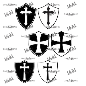 Bundle Crusader Shield Knight Shield Cross Shield Armor svg png eps ai Cut file ai png eps Cricut Silhouette Military 2nd Amendment