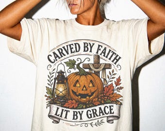 Carved By Faith Lit By Grace Shirt | Comfort Colors Christian Fall Tee