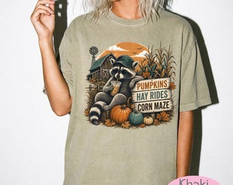 Raccoon Pumpkin Patch Shirt | Comfort Colors Fall Farm Tee
