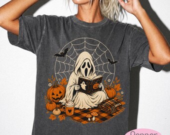 Cozy Ghost Reading Shirt | Comfort Colors Halloween Picnic Tee