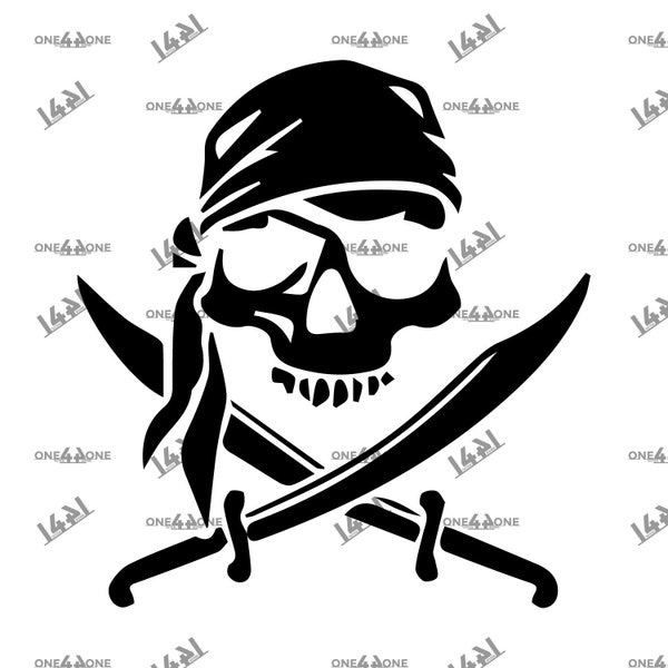 Pirate Flag Crossbones Jolly Roger Pirates Skull and Bones Cutting File png ai eps svg Vector Digital cut file Download Silhouette Cricut