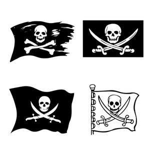 Pirate Flag Crossbones Jolly Roger Pirates Skull and Bones Cutting File png ai eps svg Vector Digital cut file Download Silhouette Cricut